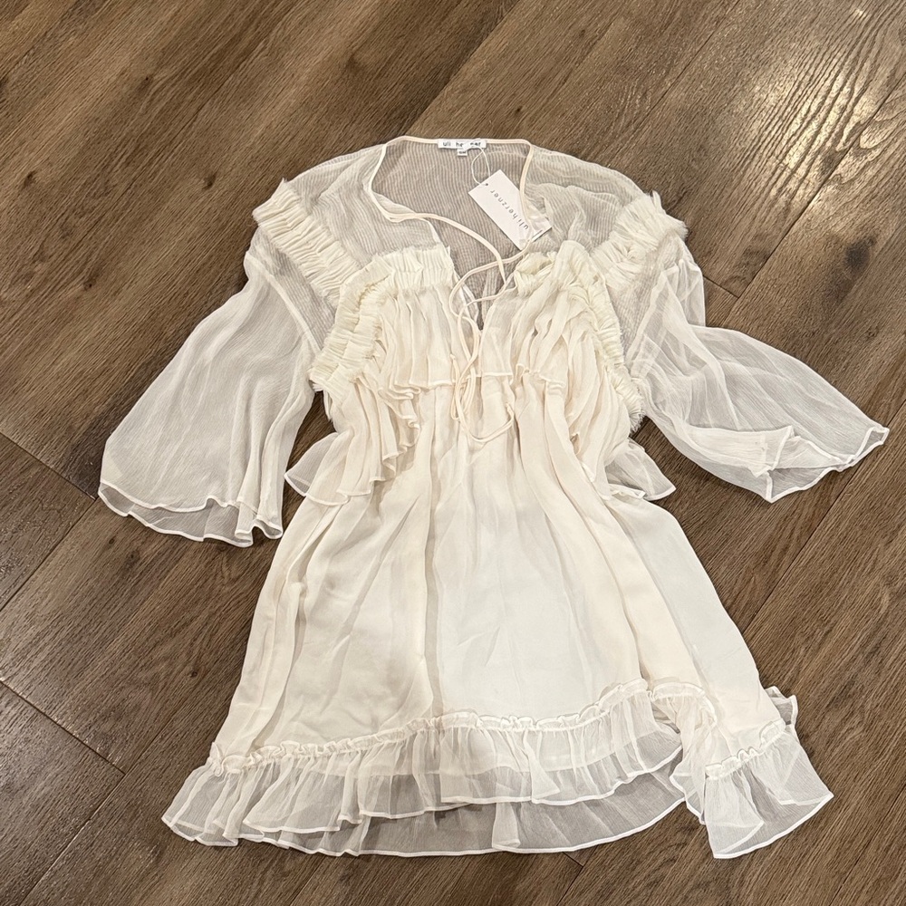 Elegant white 100% silk Mini Dress